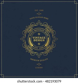 Vector calligraphic logo template. Luxury retro label. Vintage monogram.
