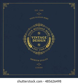 Vector calligraphic logo template. Luxury retro label. Vintage monogram.