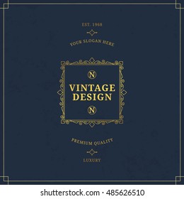 Vector calligraphic logo template. Luxury retro label. Vintage monogram.
