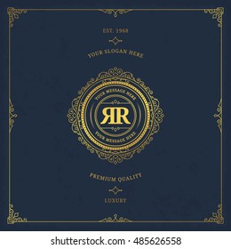 Vector calligraphic logo template. Luxury retro label. Vintage monogram.