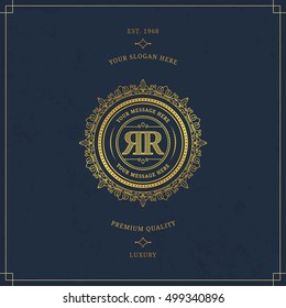 Vector calligraphic logo template. Luxury retro label. Vintage monogram.