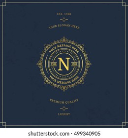 Vector calligraphic logo template. Luxury retro label. Vintage monogram.