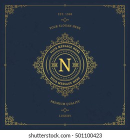 Vector calligraphic logo template. Luxury retro label. Vintage monogram.