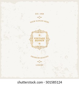 Vector calligraphic logo template. Luxury retro label. Vintage monogram.