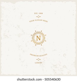 Vector calligraphic logo template. Luxury retro label. Vintage monogram.