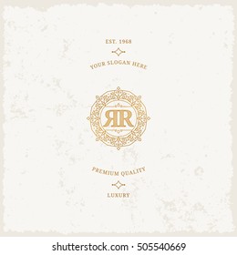 Vector calligraphic logo template. Luxury retro label. Vintage monogram.