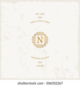 Vector calligraphic logo template. Luxury retro label. Vintage monogram.