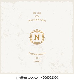 Vector calligraphic logo template. Luxury retro label. Vintage monogram.