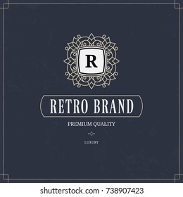 Vector calligraphic logo template. Luxury retro monogram. Vintage design element. 