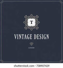 Vector calligraphic logo template. Luxury retro monogram. Vintage design element. 
