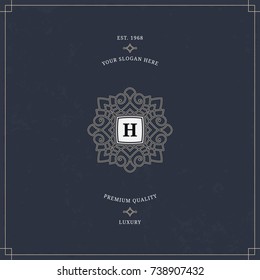 Vector calligraphic logo template. Luxury retro monogram. Vintage design element. 