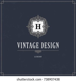 Vector calligraphic logo template. Luxury retro monogram. Vintage design element. 