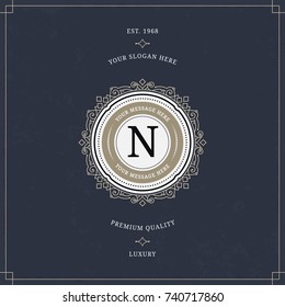 Vector calligraphic logo template. Luxury retro monogram. Vintage design element. 