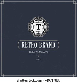 Vector calligraphic logo template. Luxury retro monogram. Vintage design element. 