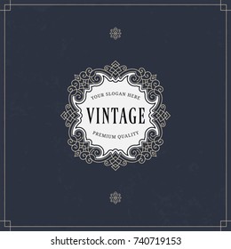 Vector calligraphic logo template. Luxury retro monogram. Vintage design element. 