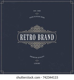 Vector calligraphic logo template. Luxury retro monogram. Vintage design element. 