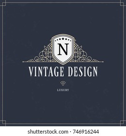 Vector calligraphic logo template. Luxury retro monogram. Vintage design element. 