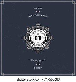 Vector calligraphic logo template. Luxury retro monogram. Vintage design element. 