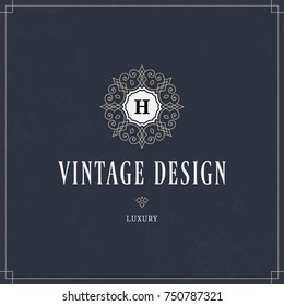 Vector calligraphic logo template. Luxury retro monogram. Vintage design element. 