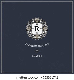 Vector calligraphic logo template. Luxury retro monogram. Vintage design element. 