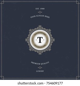 Vector calligraphic logo template. Luxury retro monogram. Vintage design element. 