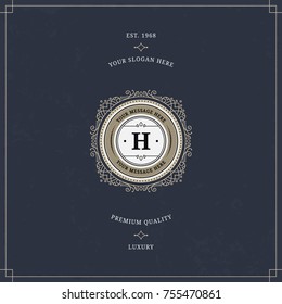 Vector calligraphic logo template. Luxury retro monogram. Vintage design element. 