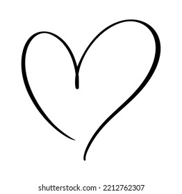 Signo del logo del corazón del amor caligráfico vectorial. Símbolo romántico de ilustración, unión, pasión y boda. Diseño de caligrafía elemento plano del día de San Valentín. Plantilla para camiseta, tarjeta, invitación.