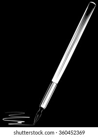 Vector calligraphic pen on black background