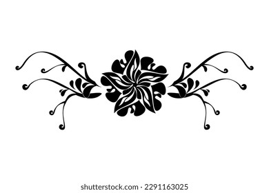 Vector calligraphic star and winged letter F of a leaf