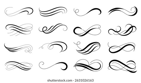 Vector Calligraphic Swirl Ornaments – Vintage Flourishes for Wedding Cards and Typography Decoration