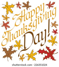 Vector calligraphic text Happy Thanksgiving as card title