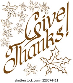 Vector calligraphic text Happy Thanksgiving as card title