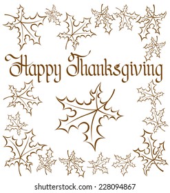 Vector calligraphic text Happy Thanksgiving as card title