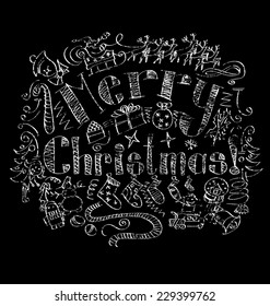 Vector calligraphic text Merry Christmas as card title