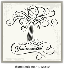 Vector calligraphic tree panel with place for your text. Great for wedding and other event invitations.