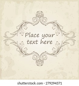 Vector  calligraphic vintage antique and baroque frames | Old paper texture with dirty footprints of a cup of coffee. Can be used for invitations, menu.