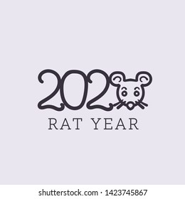 Vector calligraphy 2020 year of the rat sign lettering numbers calendar front page template greeting card design