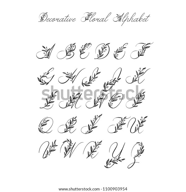 Vector Calligraphy Alphabet Exclusive Floral Letters Stock Vector ...
