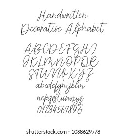 Vector Calligraphy Alphabet. Exclusive Letters. Decorative handwritten brush font for: Wedding Monogram, Logo, Invitation. Wedding font isolated on white background