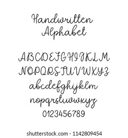 Vector Calligraphy Alphabet. Exclusive Letters. Decorative handwritten brush font for: Wedding Monogram, Logo, Invitation. Handwritten brush style modern cursive font isolated on white background