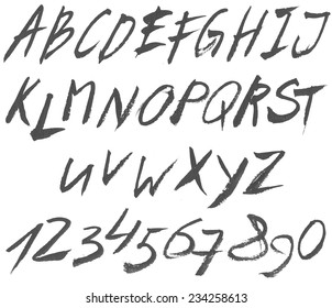 Vector Calligraphy Brush Style Hand Drawn Alphabet FontHand drawn  letters in words for design illustration , backgrounds , textures , wallpaper,computer technologies,creation of clothing.