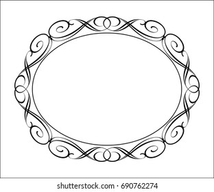 Vector calligraphy  decorative frame.Vector illustration. Black on white.
