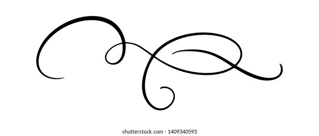 Vector calligraphy element flourish. Hand drawn divider for page decoration and frame design illustration swirl ornament. Decorative for wedding cards and invitations