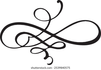 Vector calligraphy element flourish. Hand drawn divider for page decoration and frame design illustration swirl ornament. Decorative for wedding cards and invitations