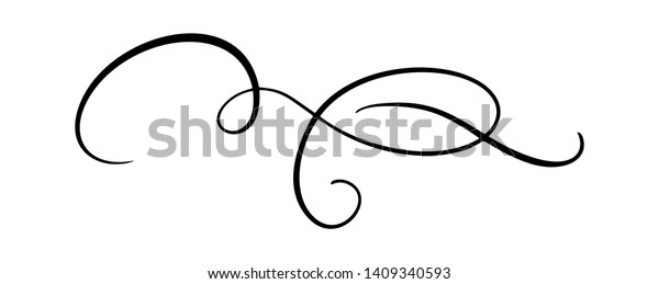 Vector calligraphy
element flourish. Hand drawn divider for page decoration and frame
design illustration swirl ornament. Decorative for wedding cards
and invitations