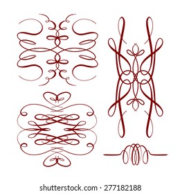 Vector calligraphy elements set