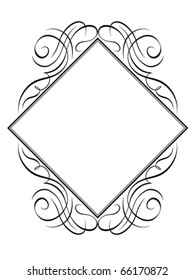 Vector calligraphy frame rhomb diamond pattern