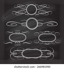 Vector calligraphy frames set on chalkboard background