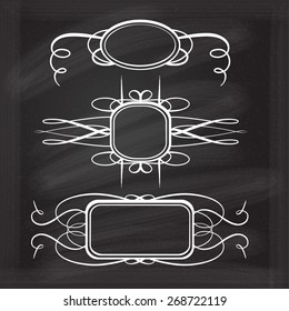 Vector calligraphy frames set on chalkboard background