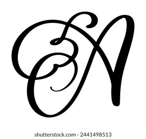 Vector caligrafía dibujado a mano letra A logo. Fuente de script. Estilo de pincel manuscrito